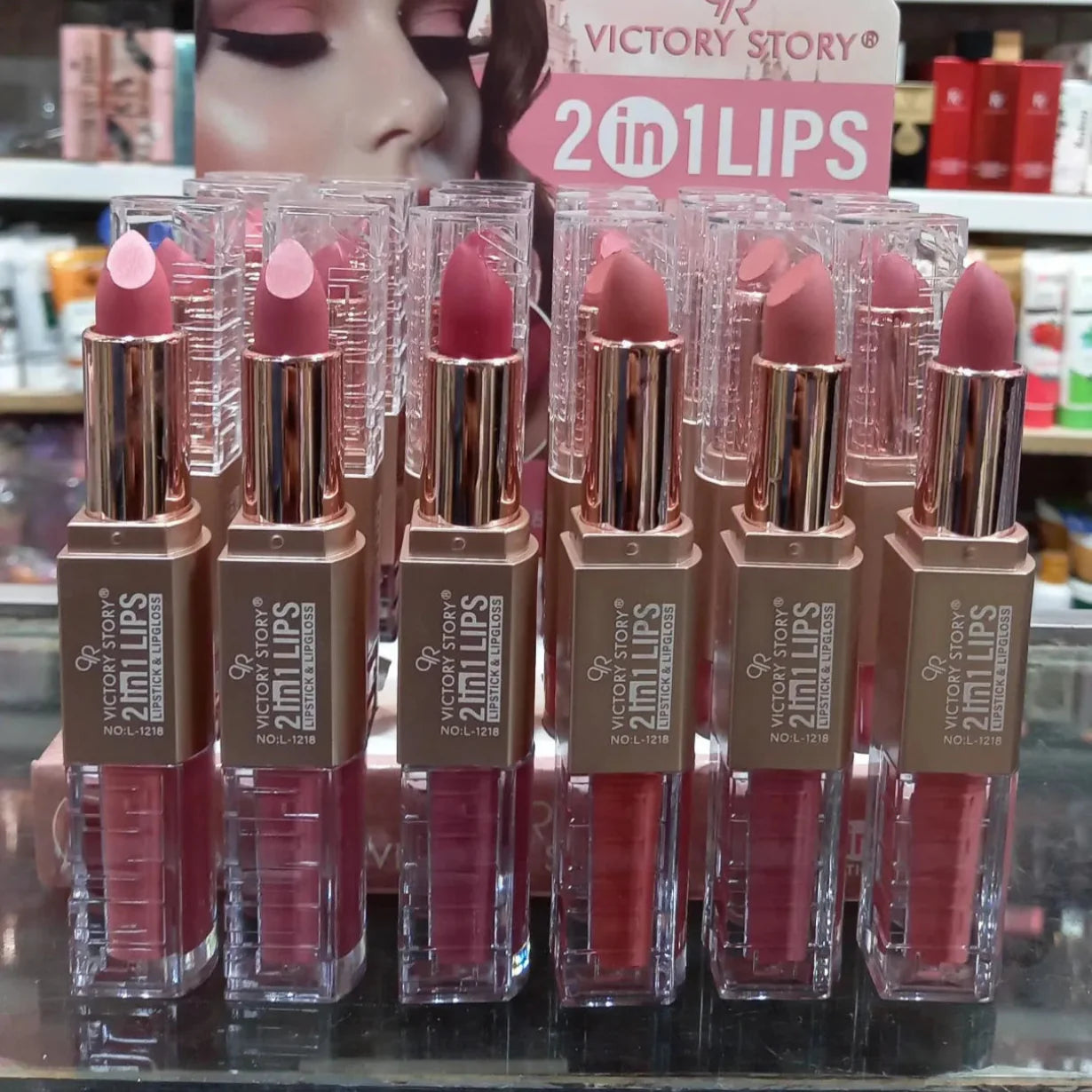 Victory story 2 in 1 Lipstick + Matte Lipgloss (6 Pcs) Victory story