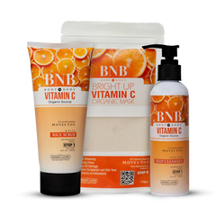 BNB Vitamin C BRIGHT UP KIT (Cleanser 200ml+ Scrub 200ml + Mask 120gm) BnB