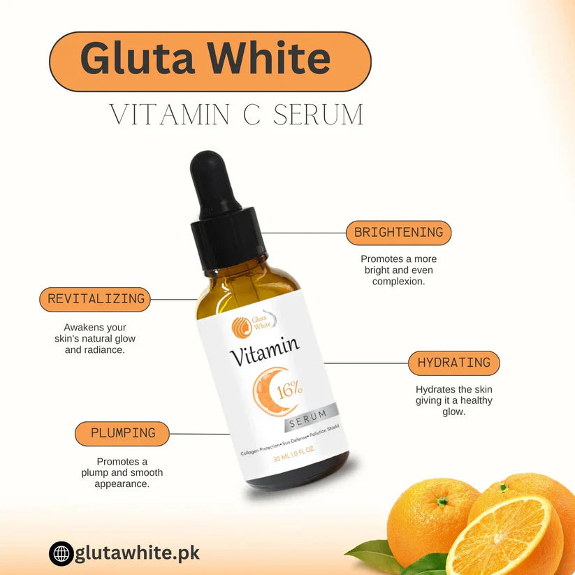 Gluta White Vitamin C Serum for Face Glowing & Dark Spots - 30ml Gluta White