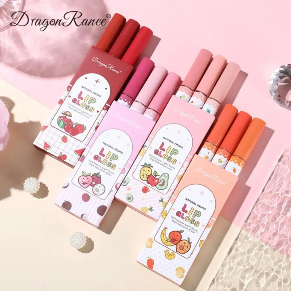 Dragon Ranee Waterproof Long Lasting Lip Gloss Set - 3 Pcs Dragon Ranee