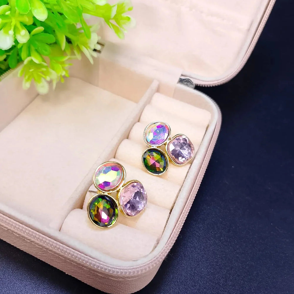Colorful Oval Geometric Stud Cosmia