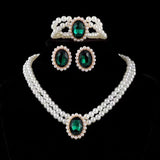 Stone Pearl Combo Jewelry Set – Necklace, Stud Earrings & Bracelet