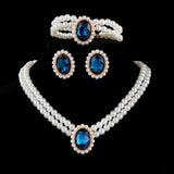Stone Pearl Combo Jewelry Set – Necklace, Stud Earrings & Bracelet