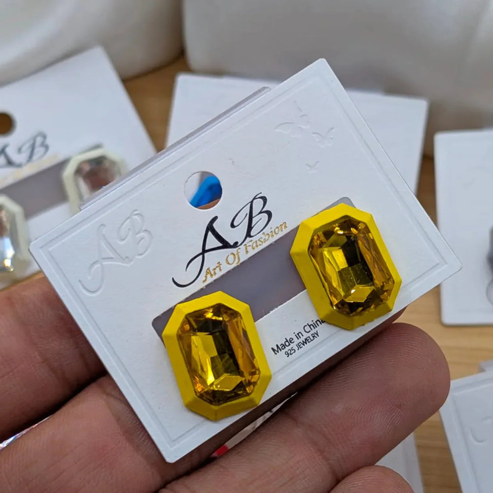 Rectangular Faceted Crystal Stud Earrings Cosmia