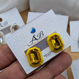 Rectangular Faceted Crystal Stud Earrings
