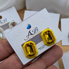 Rectangular Faceted Crystal Stud Earrings Cosmia