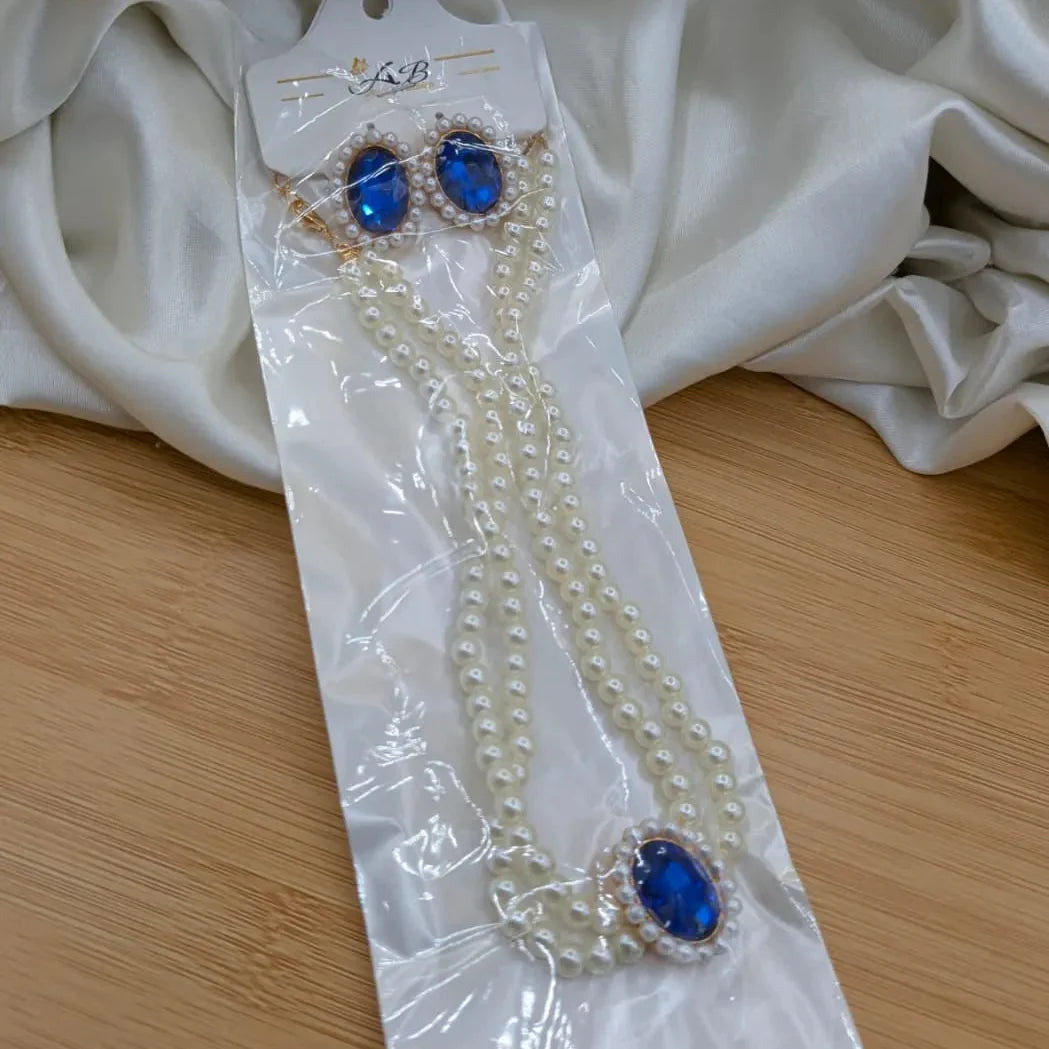Pearl & Crystal Rhinestone Jewellery Set Cosmia.pk