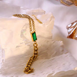 Stainless Steel Green Stone Bracelet
