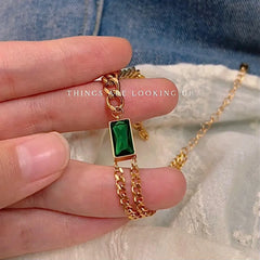 Stainless Steel Green Stone Bracelet Cosmia