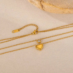 Stainless Steel Heart Double Layer Chain Cosmia