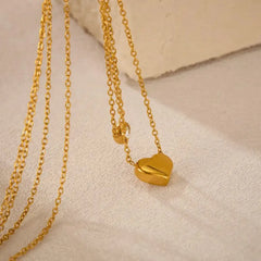 Stainless Steel Heart Double Layer Chain Cosmia