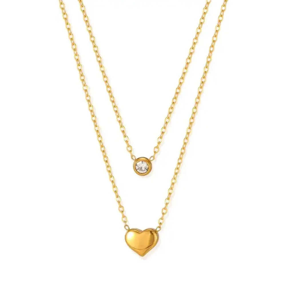 Stainless Steel Heart Double Layer Chain Cosmia
