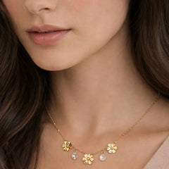 Stainless Steel Furnace Flower Charms Necklace Cosmia