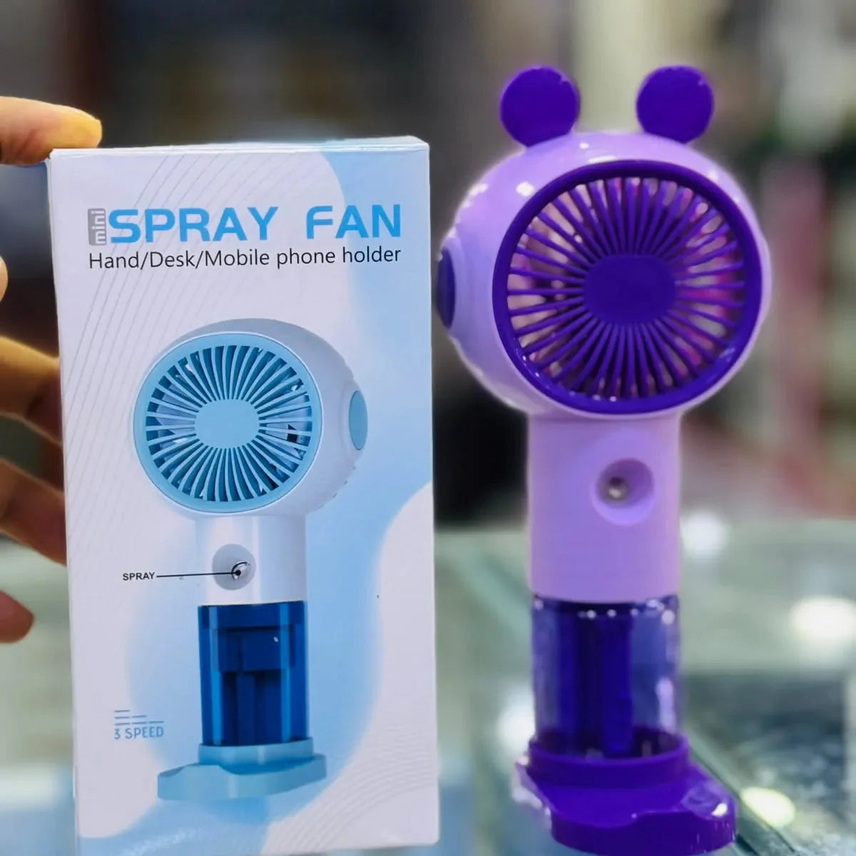 Portable Mini Spray Fan – USB Rechargeable Handheld Cooling Mist Fan Cosmia.pk