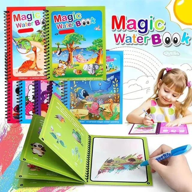 Magic Water Drawing Book, Reusable Coloring Book with Water Pen Cosmia.pk