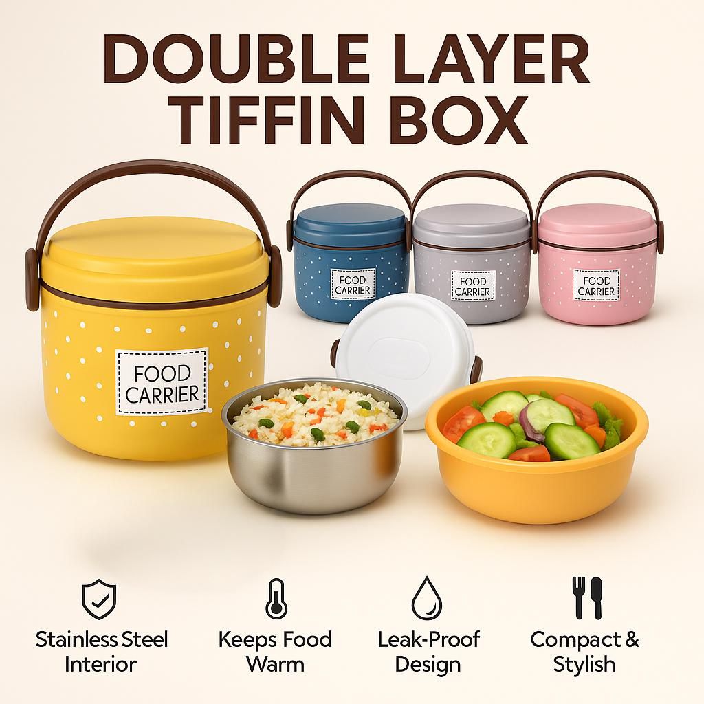 Double Layer Tiffin Lunch Box/Food Carrier Cosmia.pk