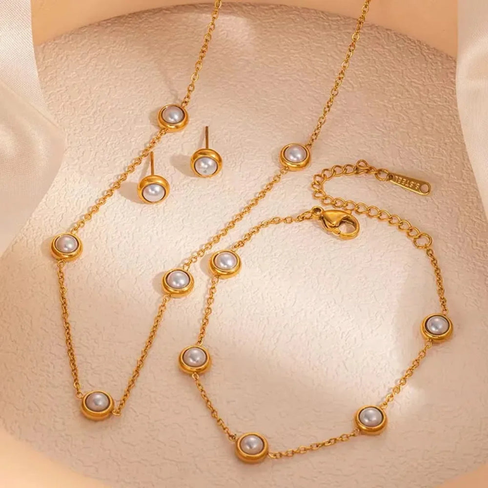 3 Pcs Minimalist Pearl Jewelry Set Cosmia