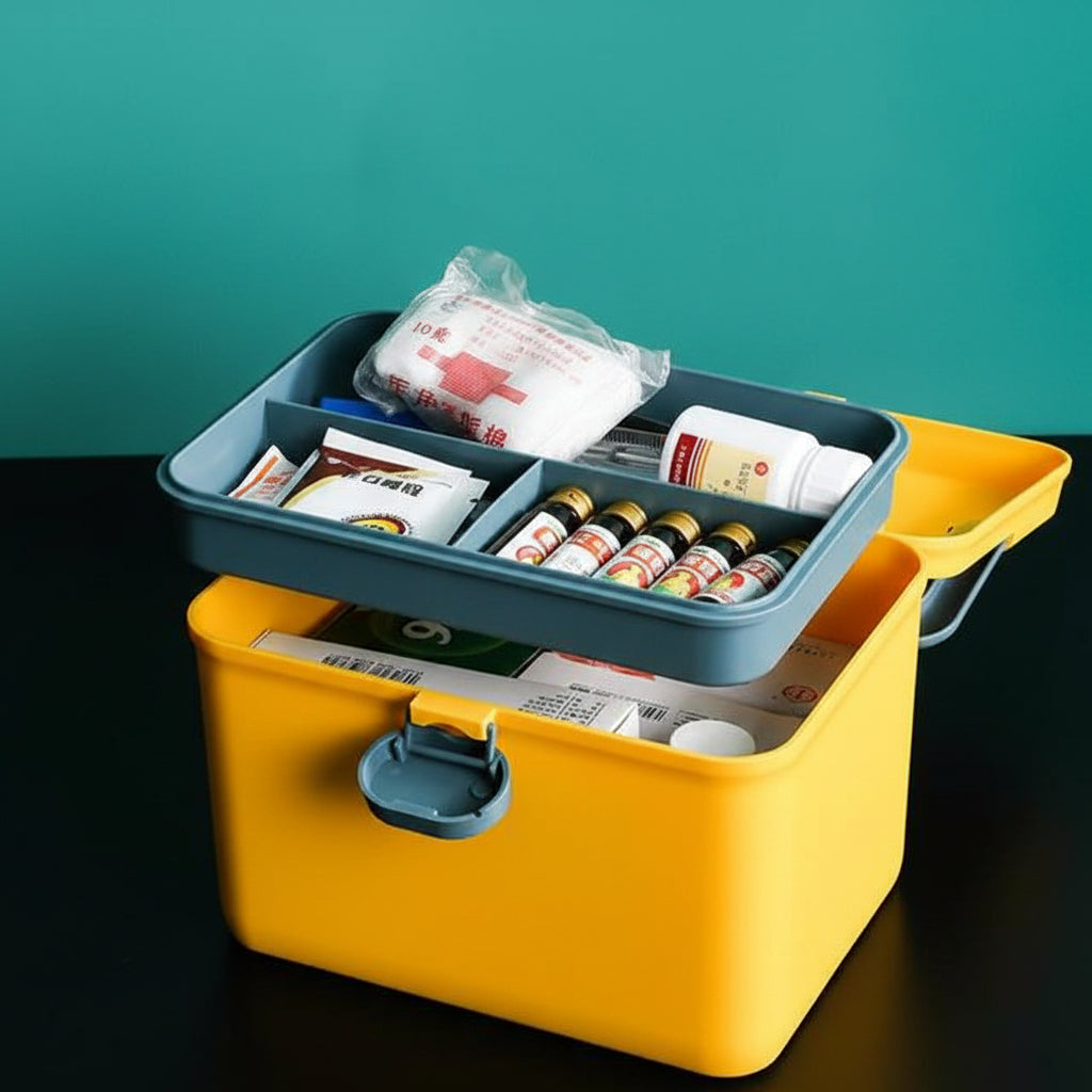 Portable Handle Double Layer Medicine Storage Box Cosmia.pk