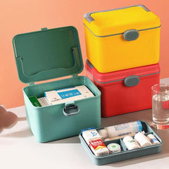 Portable Handle Double Layer Medicine Storage Box Cosmia.pk