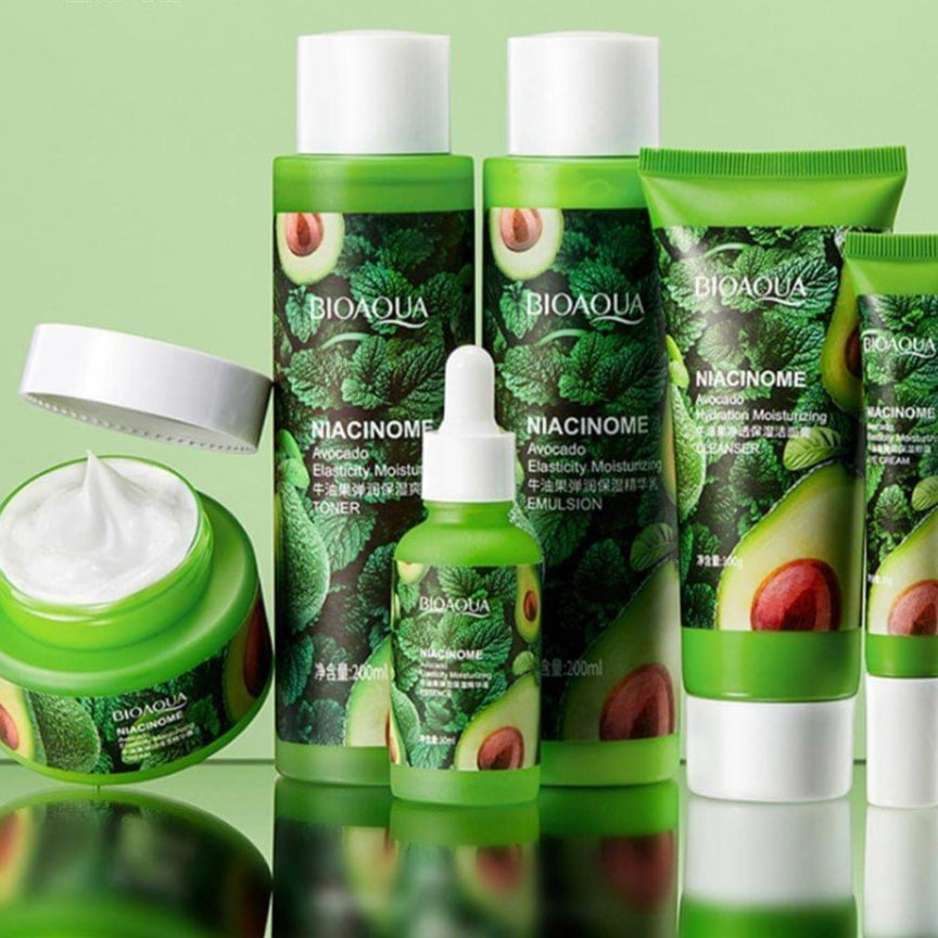 5 Pcs Bioaqua Niacinome Avocado Elasticity Moisturizing Skin Care Set. Bioaqua