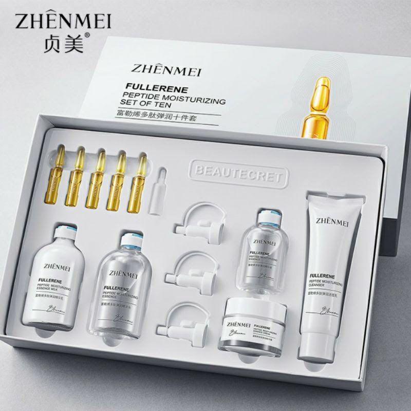 ZHENMEI FULLERENE Peptide Mosturizing Skin Care Set Ten piece ZHENMEI