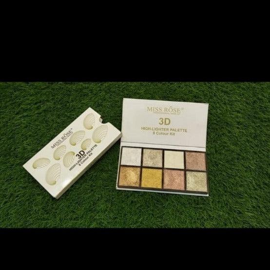 Miss Rose Highlighter 3D - 8 Colour Kit Miss Rose