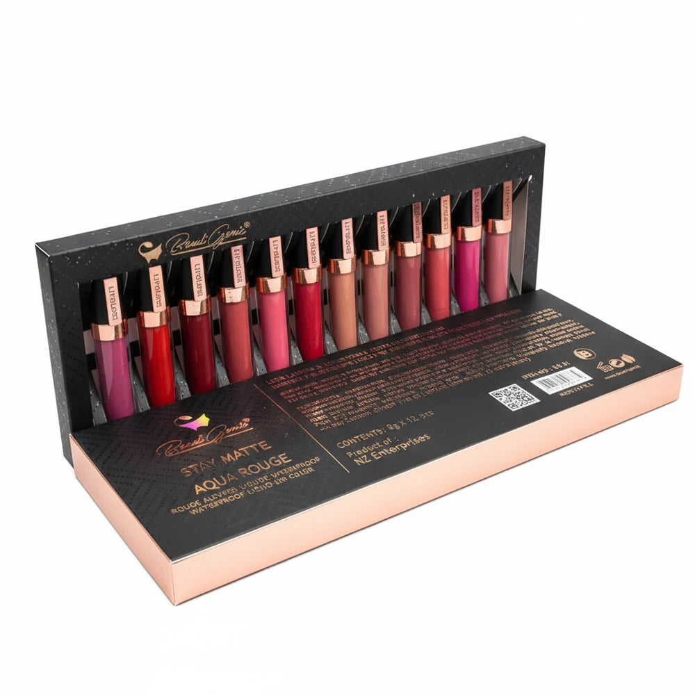Beauty Genic Stay Matte Aqua Rage Lip Gloss Pack of 12 Beauty Genic
