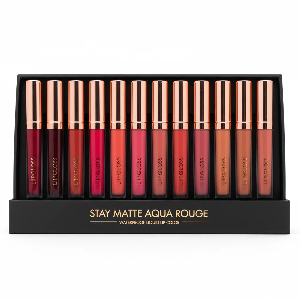 Beauty Genic Stay Matte Aqua Rage Lip Gloss Pack of 12 Beauty Genic