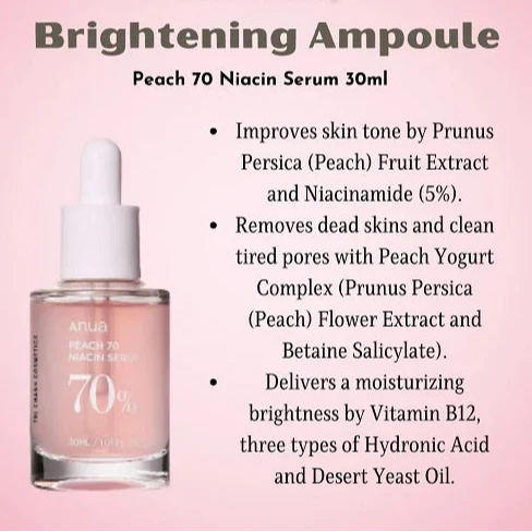 Anua - Peach 70% Niacinamide Serum - 30ml - Made in Korea Anua
