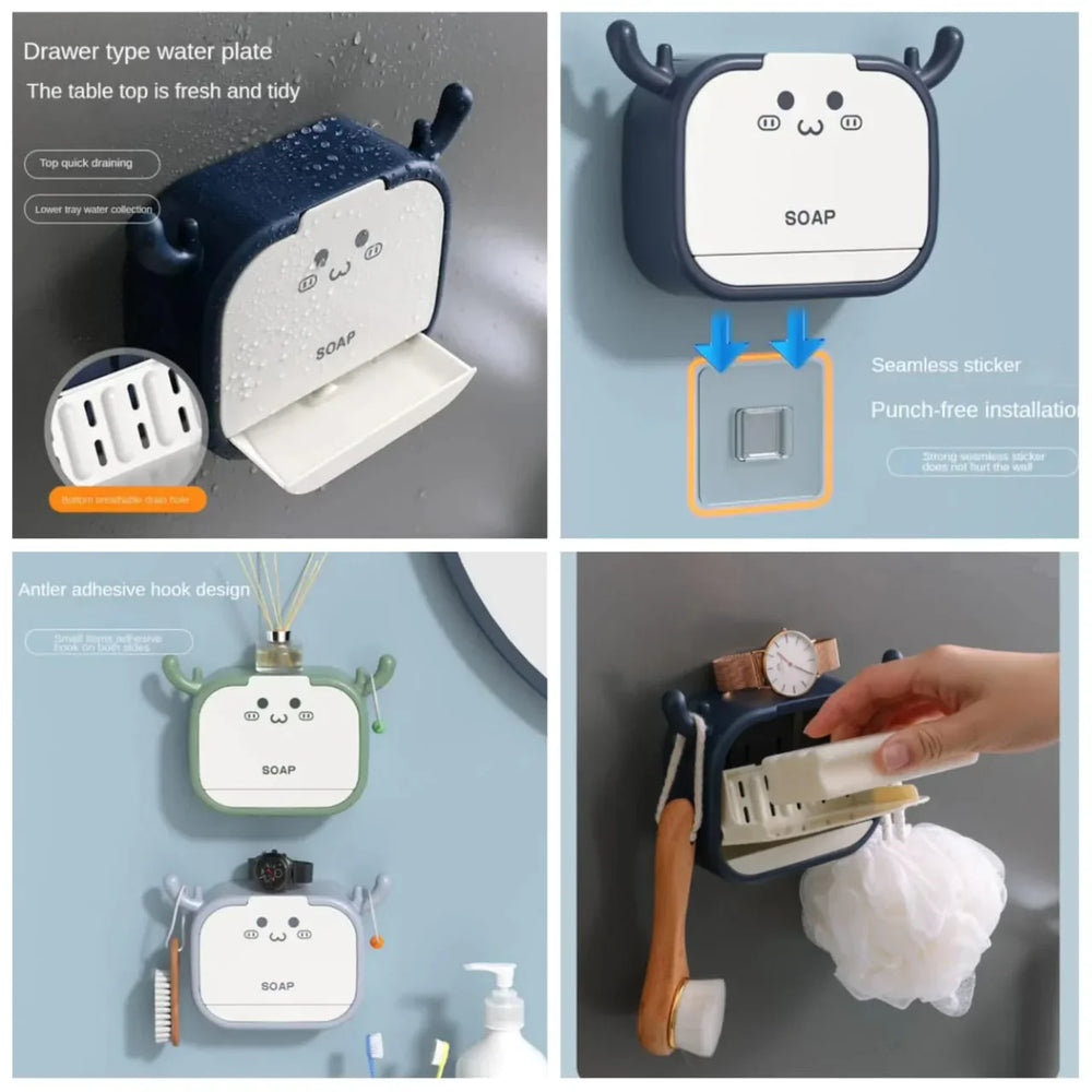 Cartoon Wall Mounted Soap Holder with Drain Drawer Cosmia.pk