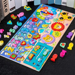 Wooden 8 in 1 Montessori logarithmic Activity Busy Board Cosmia.pk