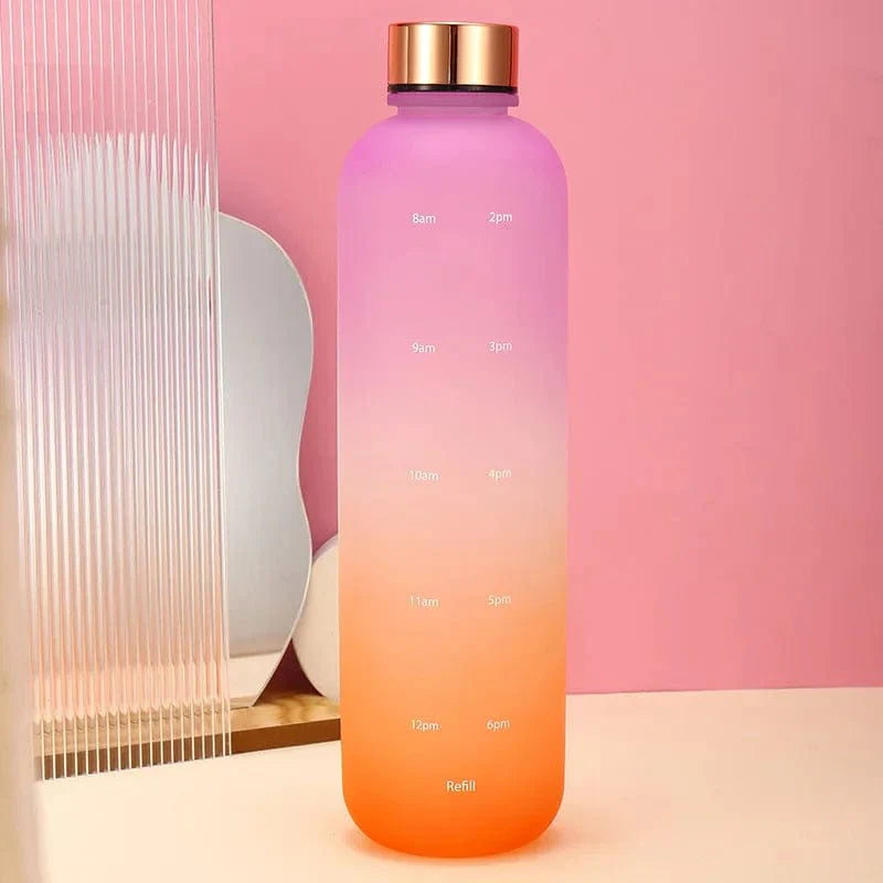 Colorful Gradient Steel Cover with Time Scale Water bottle Cosmia.pk