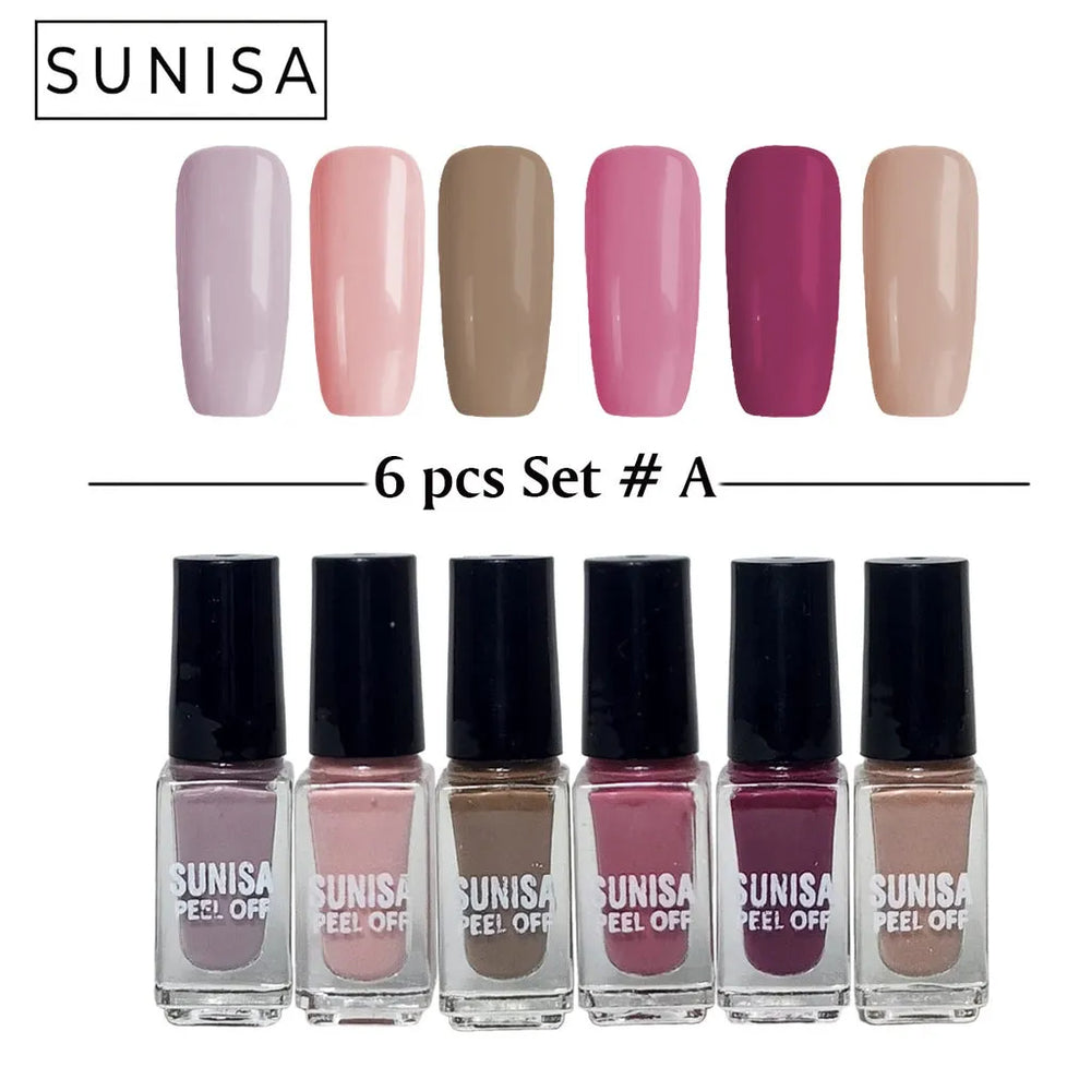 New Sunisa 6pcs Set Matte Nail Polish / Peel Off Sunisa