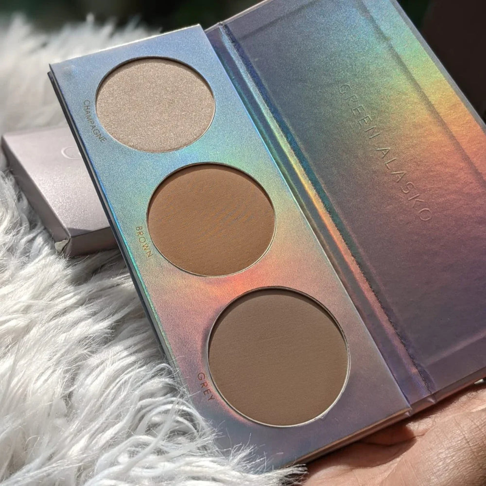 Green Alasko Galaxy Highlighter, Bronzer, Contour Kit (3 Colors) Green Alasko