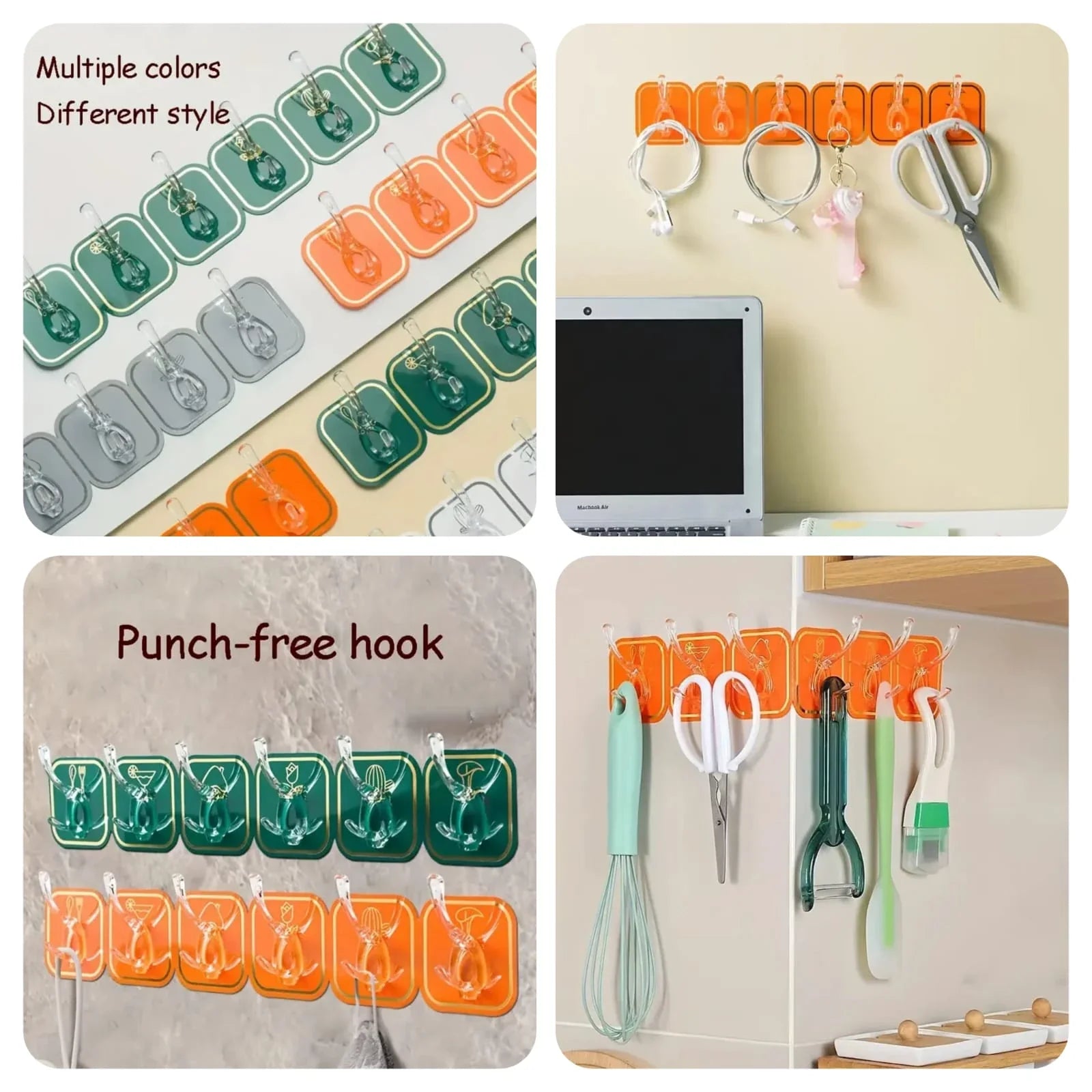 Multipurpose Wall Mounted Hook - Pack Of 6 Cosmia.pk