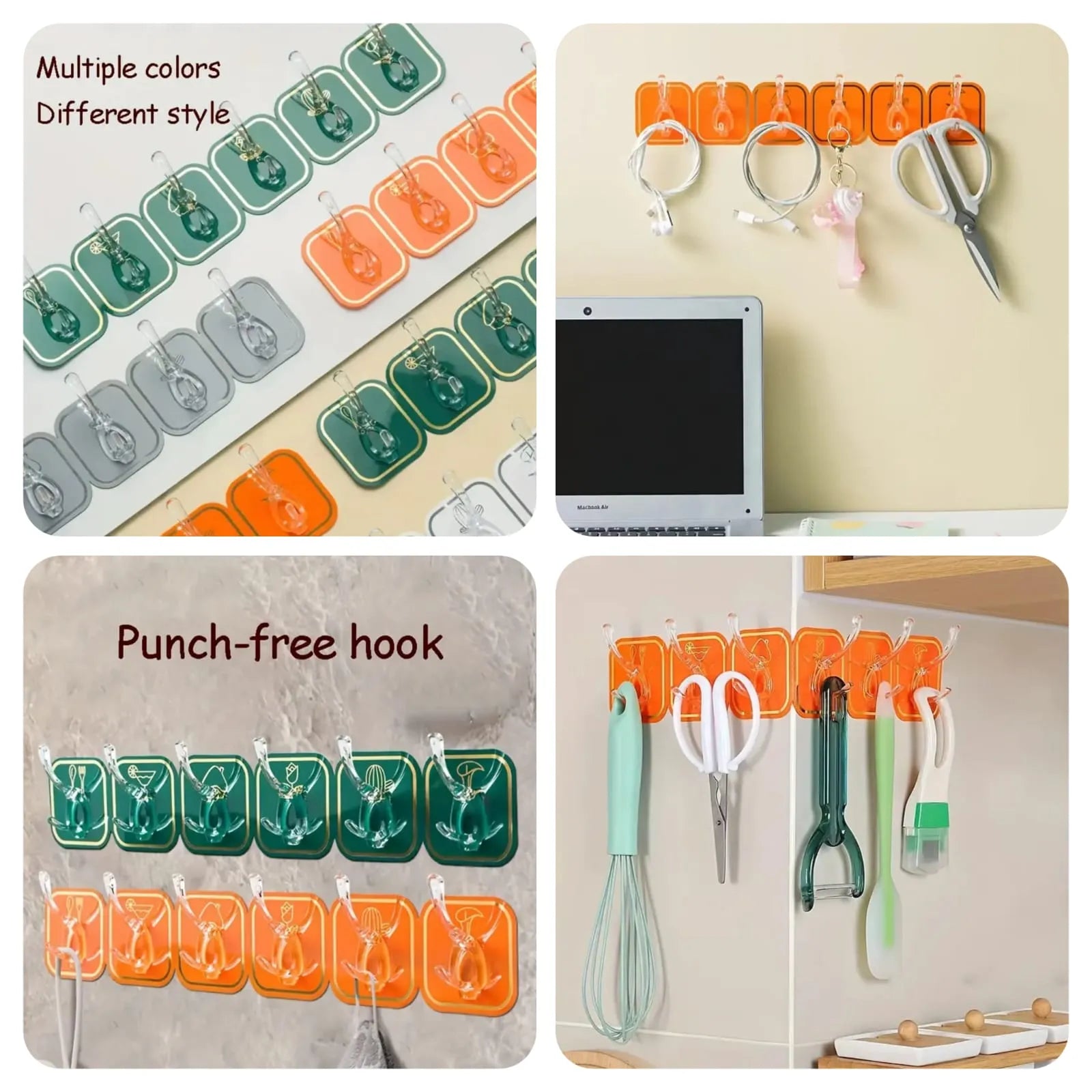 Wall Mounted Punch Free Strong Self Adhesive Stylish 6 Hook Cosmia.pk
