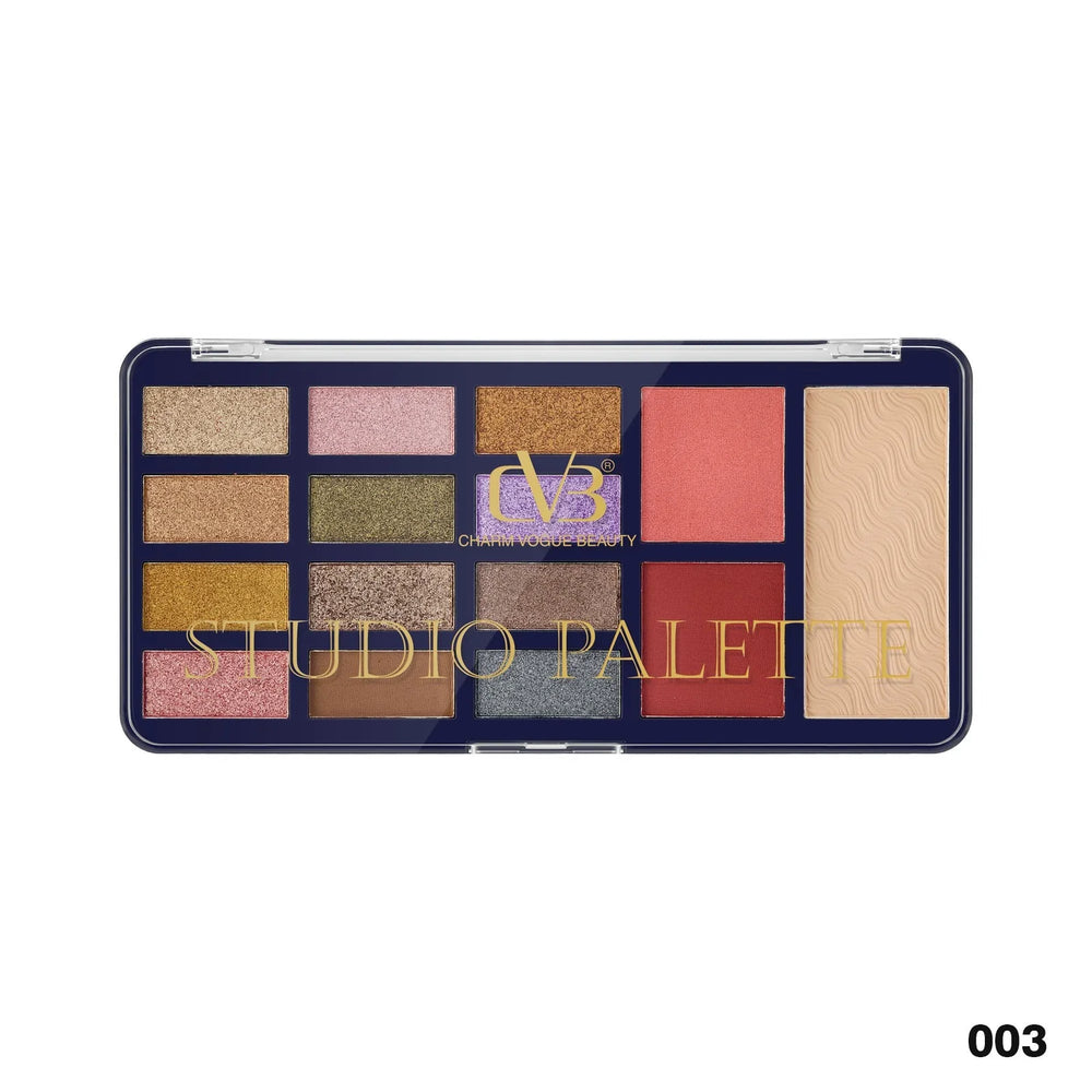 Cvb Studio Palette 12 Eye Shadow 1 Blush 1 Highlight 1 Compact Powder C219 CVB