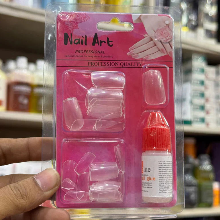 Miss Lucy TransParent Artificial Nails With Glue 40 PCS Miss Lucy