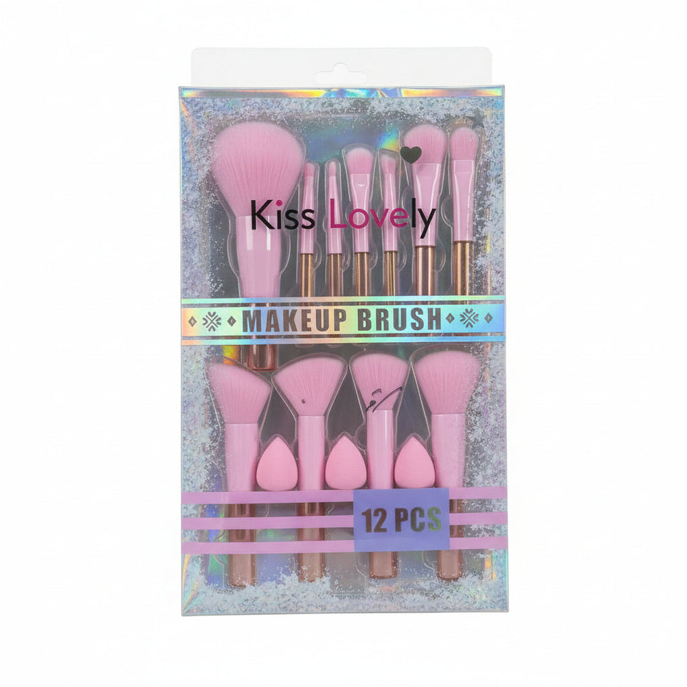 Kiss Lovely Makeup Brush Set - 12Pcs Kiss Lovely