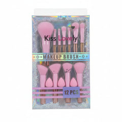 Kiss Lovely Makeup Brush Set - 12Pcs Kiss Lovely