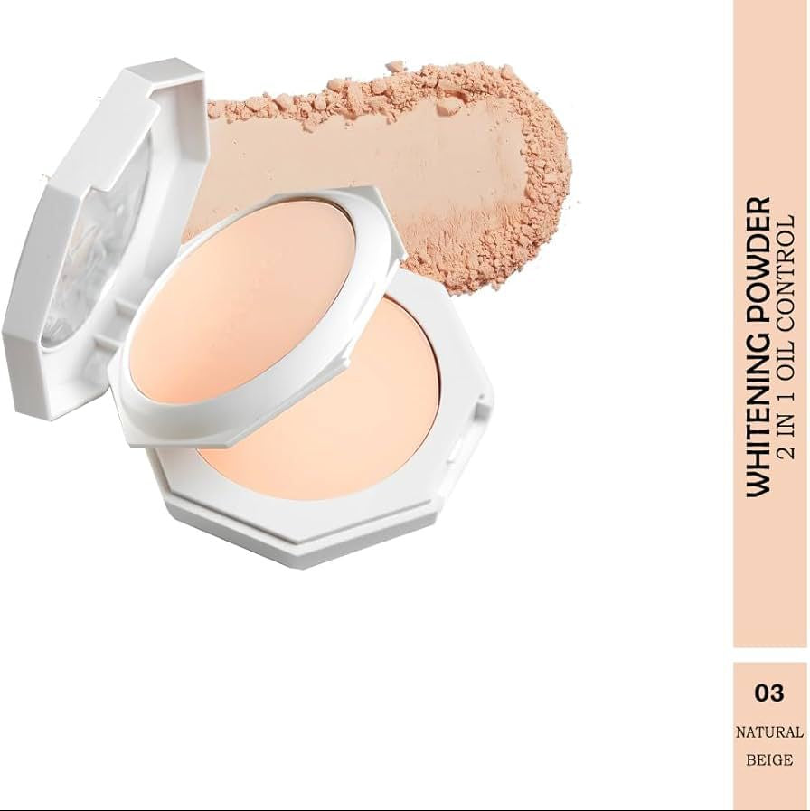 Maliao Whitening Compact Powder | Prime & Fine Makeup Effect | Long-Lasting Oil Control | Smooth Finish | Lightweight Formula | Ideal for All Skin Types Maliao