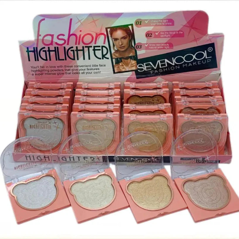 SEVENCOOL Bear Embossed Fashion Highlighter – Radiant Glow Finish Seven Cool