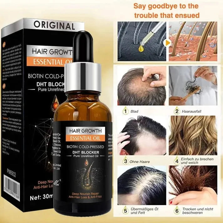 Hair Growth Essential Oil – Biotin Cold-Pressed DHT Blocker – 30ml Cosmia.pk