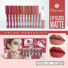 FFIOMROR Matte Lipgloss – 12 Pcs Tray Fflomror