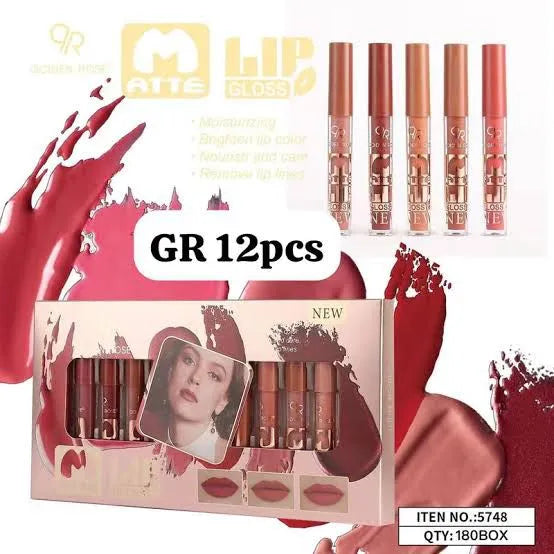 Qoiden Rose Matte Lipgloss – 12 Pcs Tray Qoiden Rose