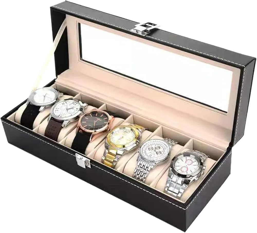 6 Slots Leather Box Watces Case Cosmia.pk