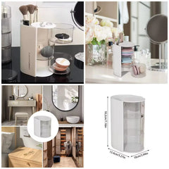 Multifunctional 2-in-1 3-Layer Rotating Cosmetic Storage Box Makeup Organizer Cosmia