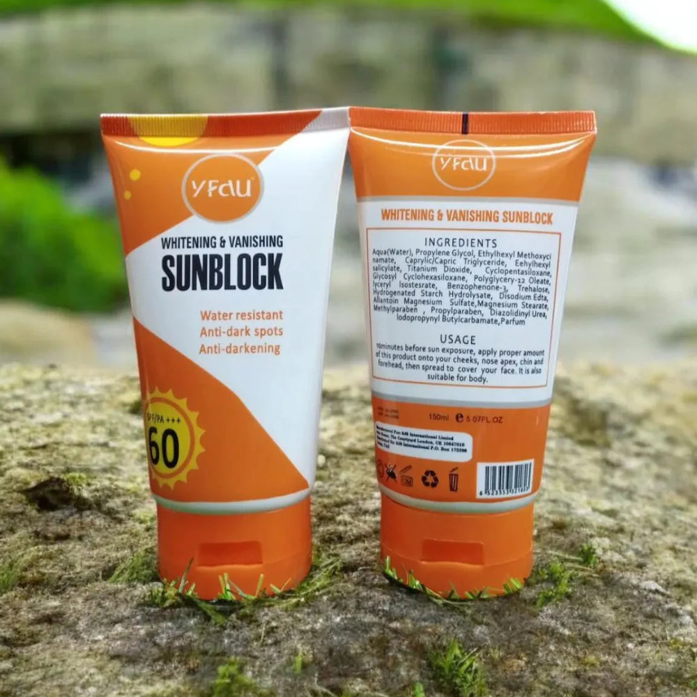 YFAU Whitening and Vanishing Sunblock – Water Resistant – 150ml Yfau
