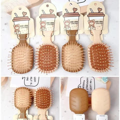 New 1 Pc Wooden Style Bear Hair Brush Cosmia.pk