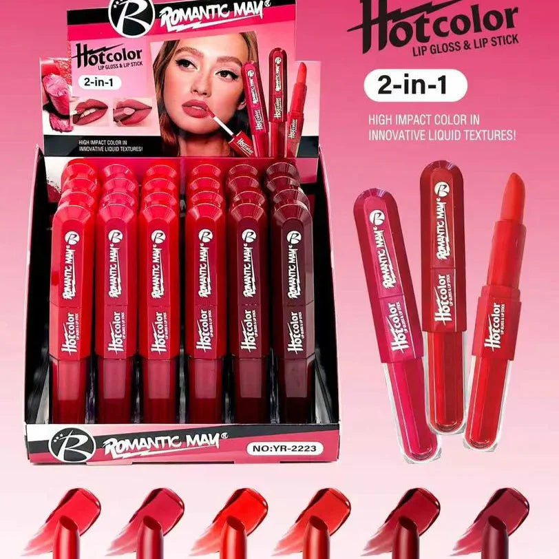 Romantic May 2-in-1 Lip Gloss and Lipstick – Intense Color & Glossy Finish Romantic May